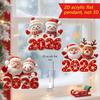 2D Flat Acrylic Cute Cartoon Santa Claus Snowman Elk Pendant 2026 Happy New Year Gift Xmas Tree Hanging Ornament Home Xmas Decor