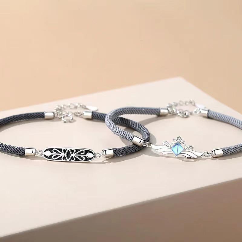 Korean Style Princess & Knight Woven Bracelets: Personalized Couple Jewelry Gift
