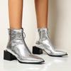 British Style Women's Boots Ankle FashionStreet Stylesilvery Square Toe 4CM Square Heel Mature Party Dress High Heel Women Shoes