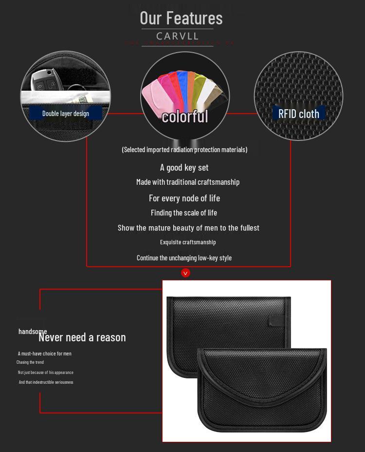 Mobile & Key Signal Shielding Bag - Anti-Radiation, RFID Blocking, Card Holder