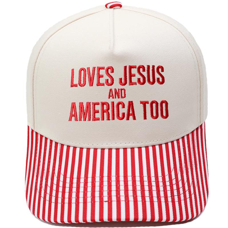 LOVES AMERICA embroidered truck driver baseball cap color matching European and American men's and women's casual sun hat