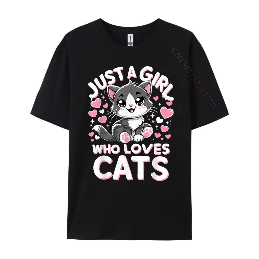 Just A Girl Who Loves Cats Cute Cat Oversized T Shirt Men TShirt