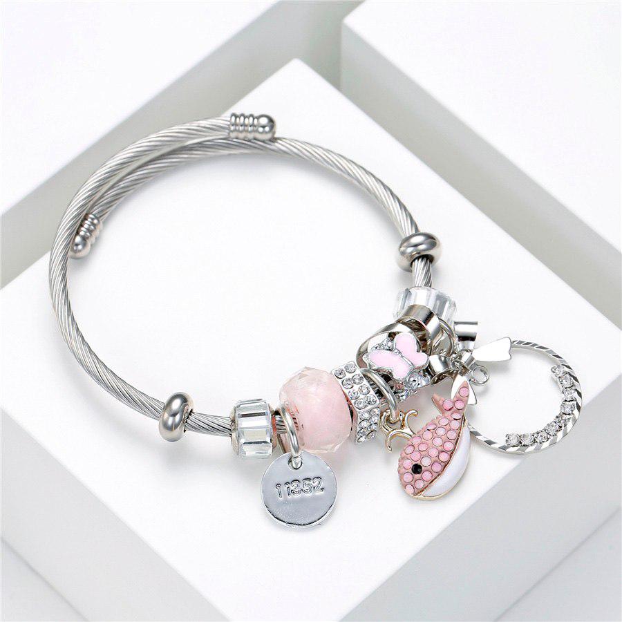 Bracciale Multi-Giri Con Ciondolo Cuore In Acciaio Placcato Argento 925 Per Donna – Gioiello Personalizzato Blu