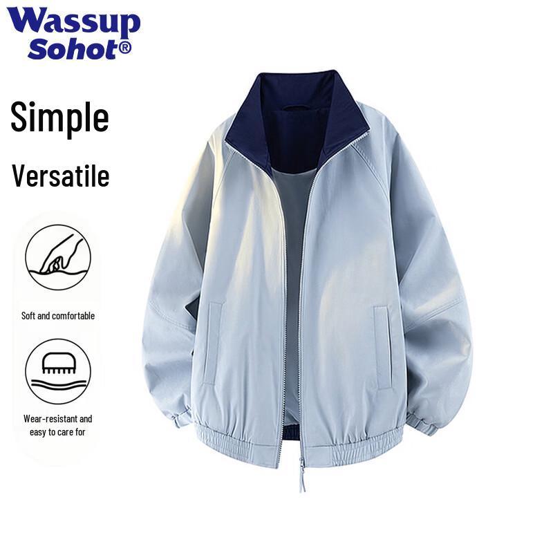 Wassup Sohot Men's Color-Block Lapel Jacket