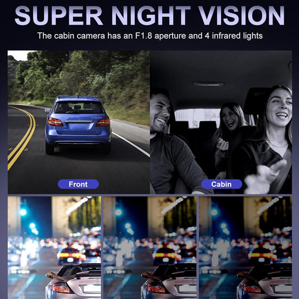 Car 4Lens Dash Cam 2K1080P Car DVR Recorder Support Phone WIFI And G-PS Track 24h Parking Monitoring