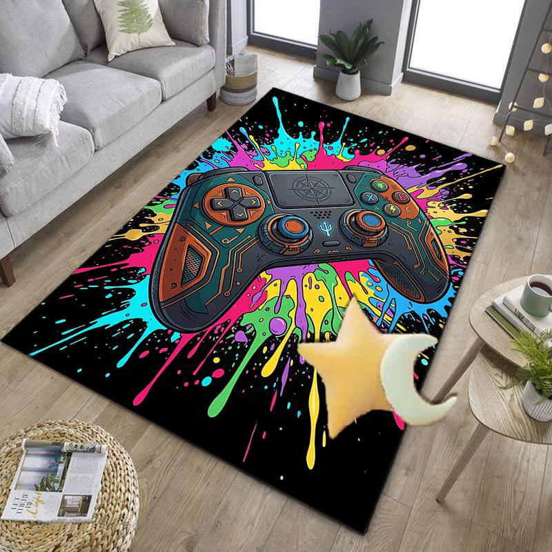 Neon Gaming Controller Office Rug Chair Mat, Game Carpet, Suitable for Front Door, Bedroom, Living Room, Desk, Holiday Gift