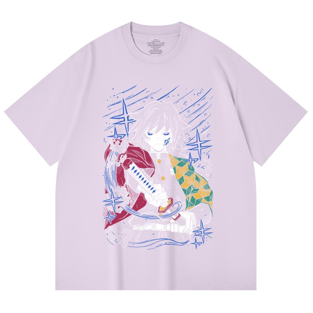 230 Gsm 100% Cotton Demon Slayer V47 Tomioka Print Unisex Heavy Cotton T Shirt
