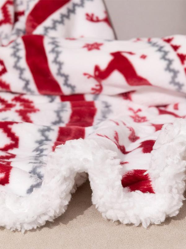 Double-Layer Flannel Blanket Christmas Edition Thickened Lambswool Sofa Throw