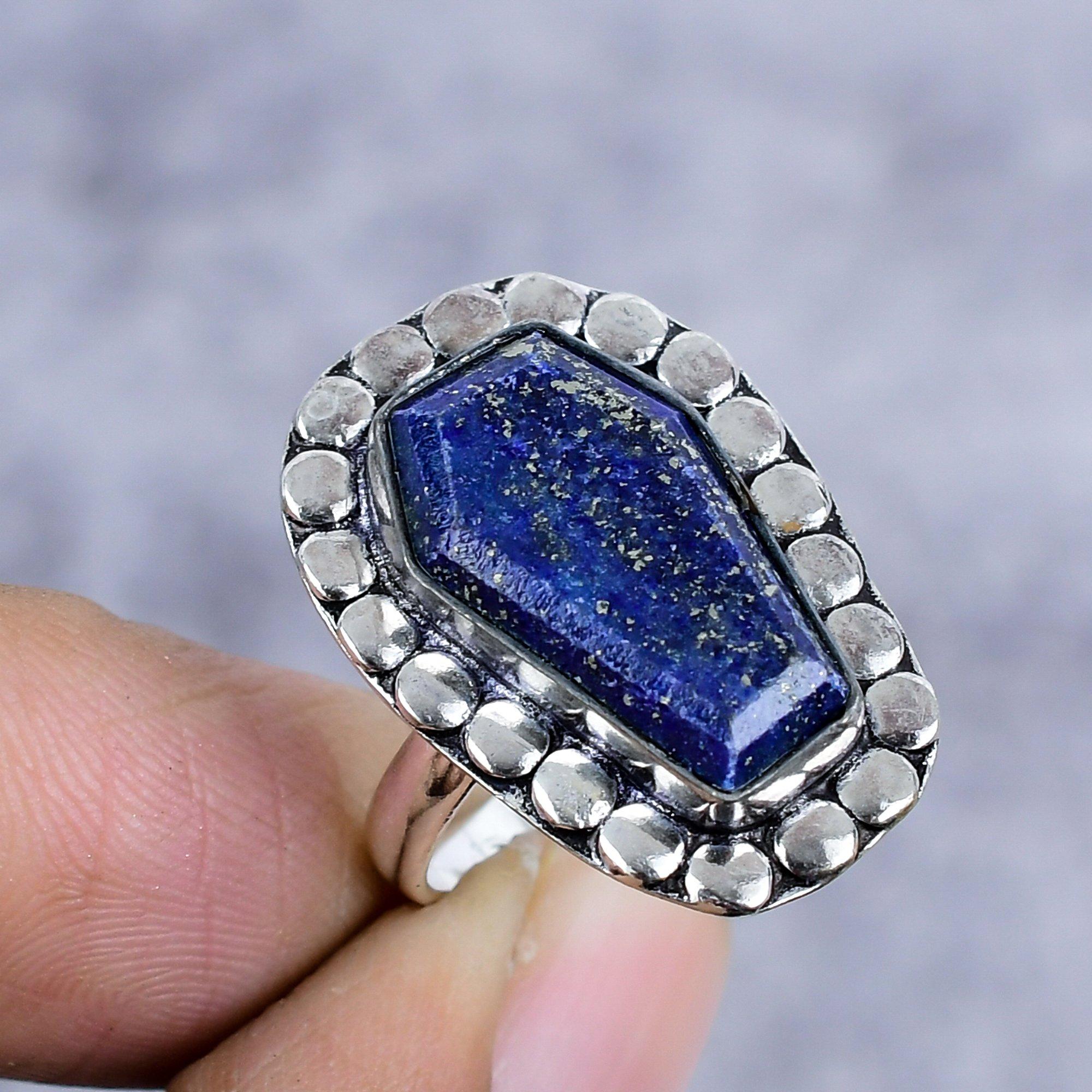 

Lapis Lazuli Gemstone Handmade 925 Sterling Silver Jewelry Ring Size 7 M-2616