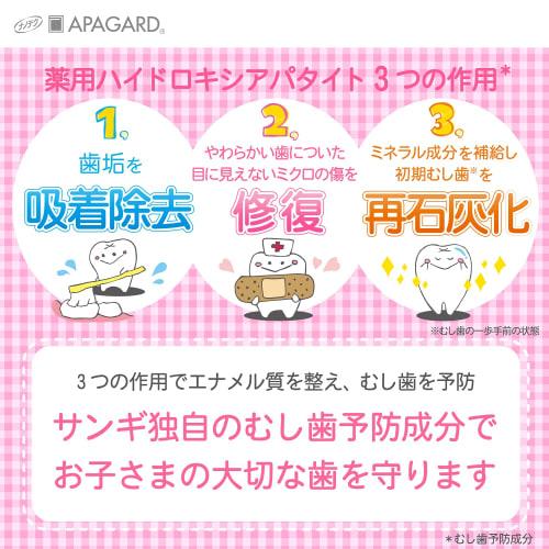 APAGARD ApaKids Gel 60g (3-pack) Children's Toothpaste, Strawberry, for Early Teething, Non-Foaming, Cavity Prevention, Medicated Hydroxyapatite, Bulk