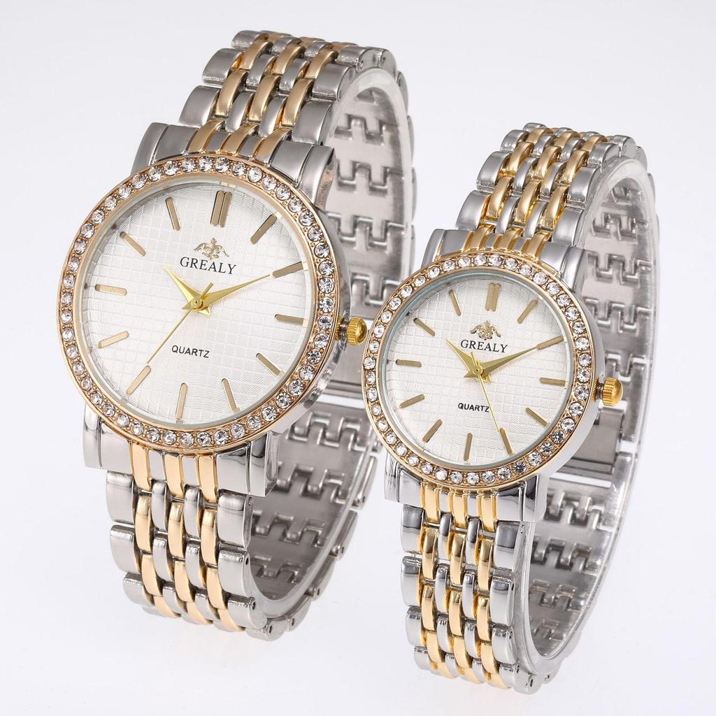 High-End Fashion Steel Band Diamond Inlaid Unisex Couple Quartz Watches