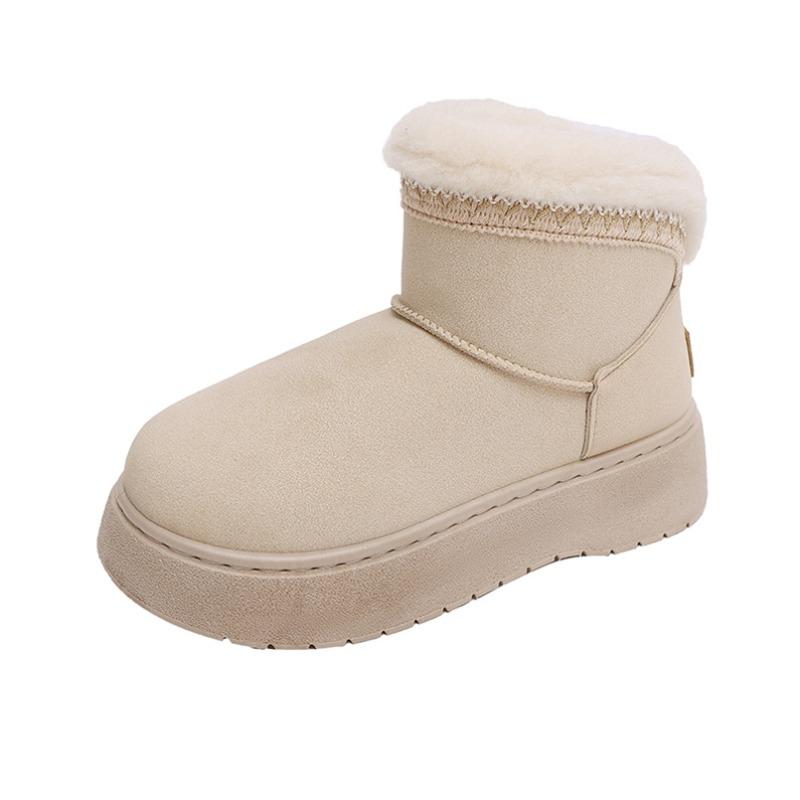 Autumn and Winter New Wool Thick-soled Short Snow Boots Women's Foreign Trade Large Size Round Head Foot Thickened Cotton Shoes