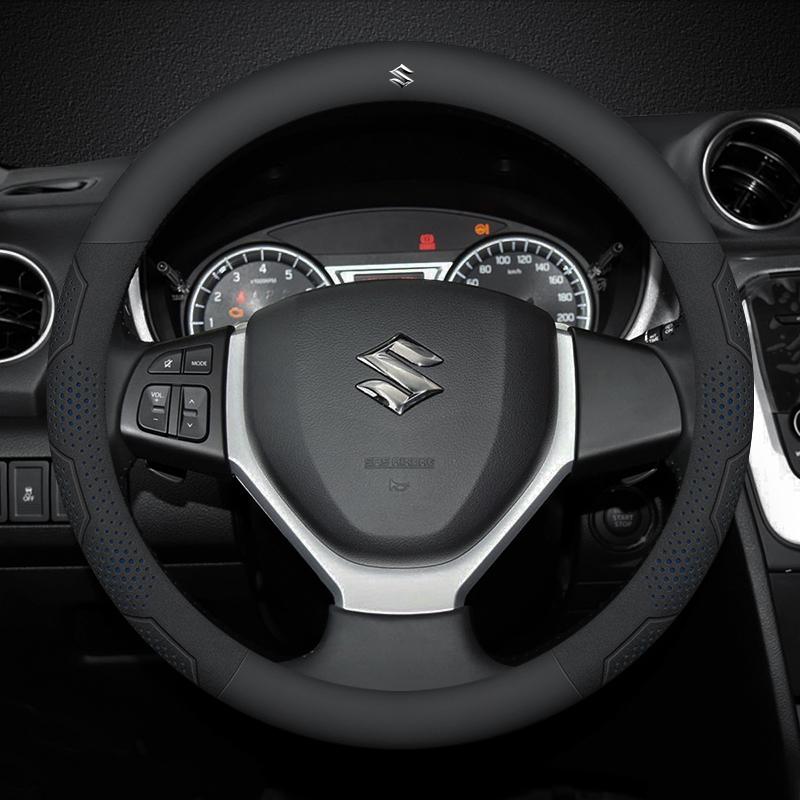 For Suzuki S-Cross Swift SX4 Vitara Jimny Grand-Vitara Baleno Car Suede Carbon Fiber Leather Steering Wheel Cover Accessories