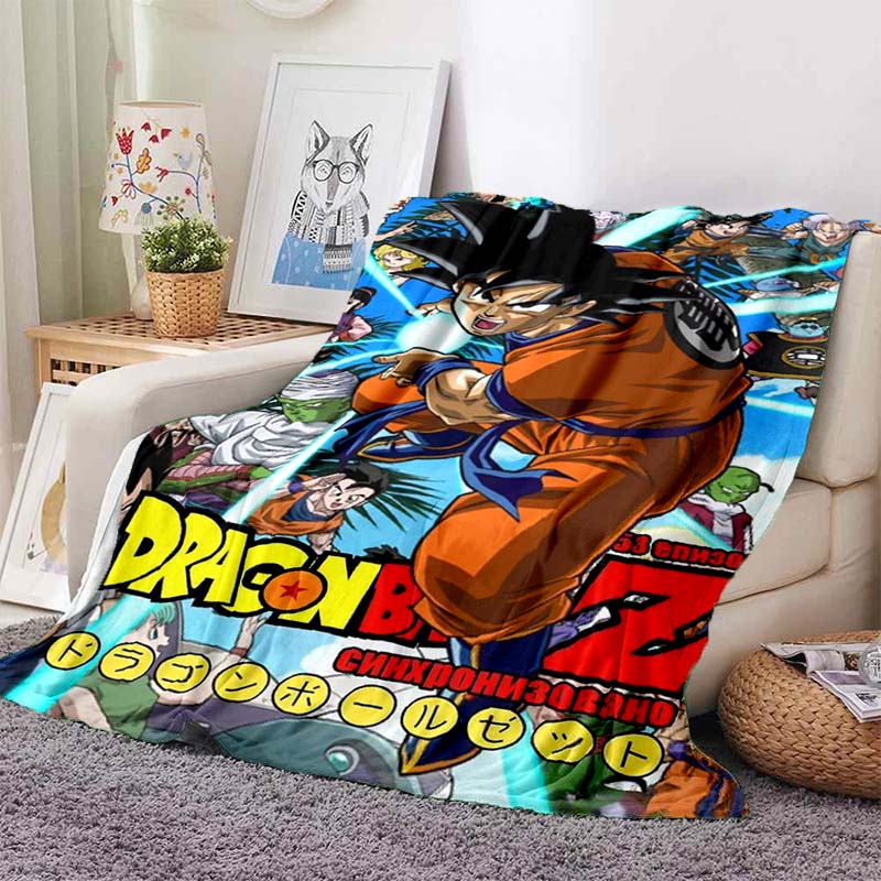 Dragon Ball Anime Print Blanket, Warm and Comfortable Flannel Blanket, Suitable for Bedrooms, Sofas, Beds, Chairs, Picnics, and