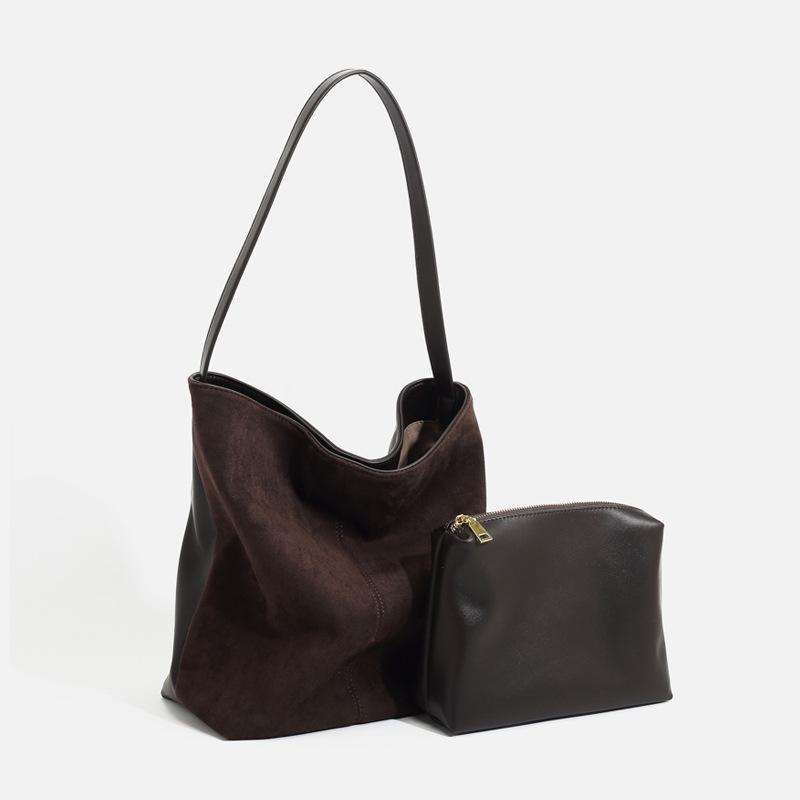 Frosted Suede Bucket Bag, New Retro Large Capacity Handbag, Lazy and Relaxed Commuting Armpit Bag