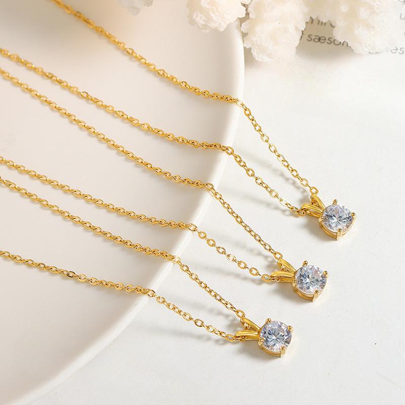 Łańcuszek na obojczyk Zimny wiatr Pojedynczy diamentowy pazur Diamentowy inkrustowany cyrkonowy łańcuszek Tytanowa stal 18K Złoty naszyjnik Biżuteria