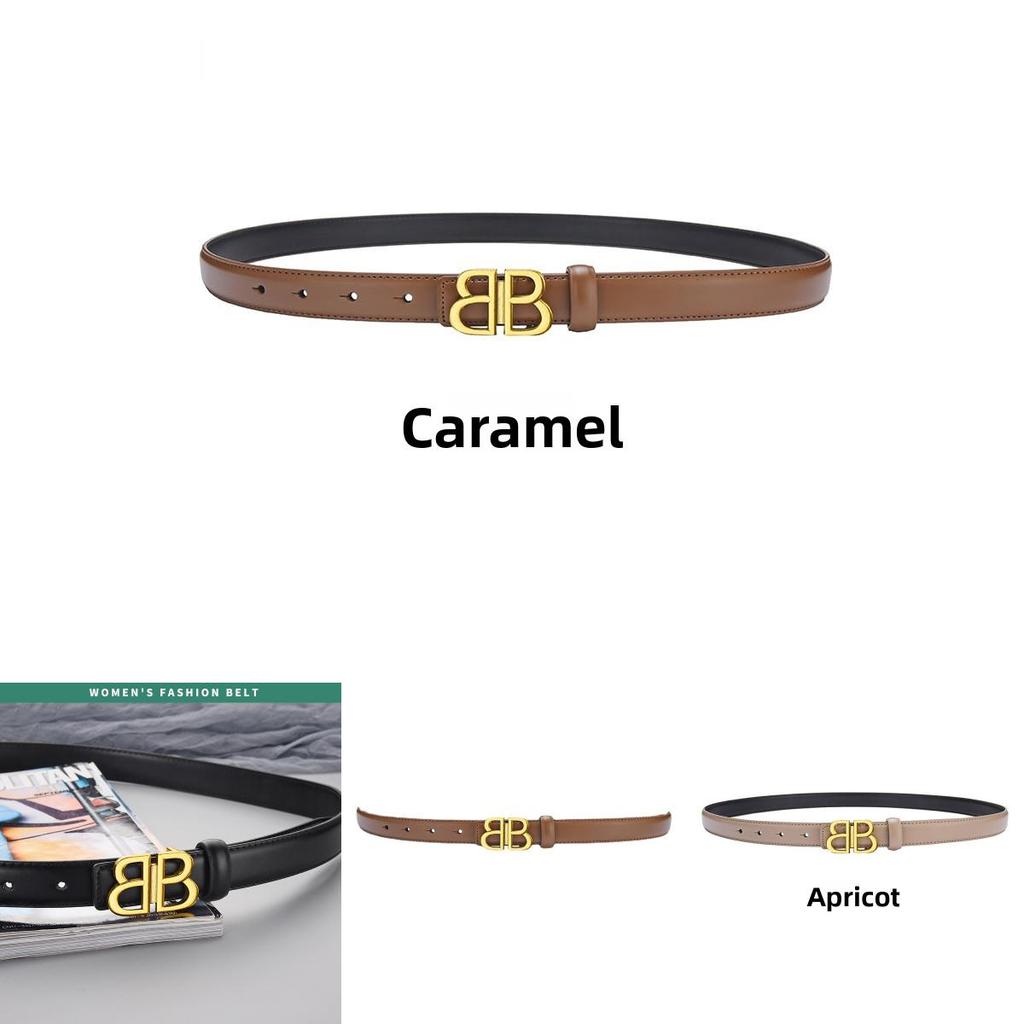 Elegant True Leather Waist Belt With Alloy Flat Buckle For Office And Daily Use