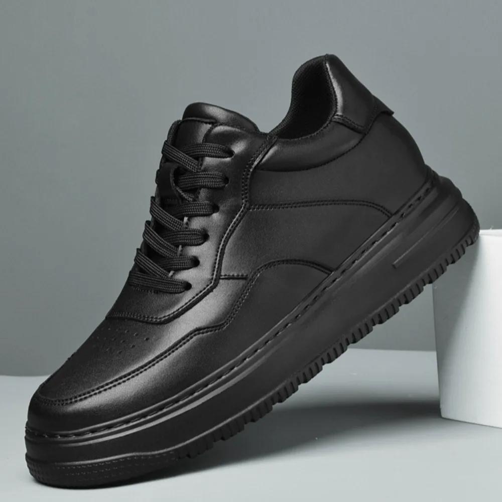 

2025 Men s Business Leather Shoes Soft Moccasin Shoes Comfortable Casual Shoes for Men Autumn Solid Black White Men Sneakers 47 чёрный