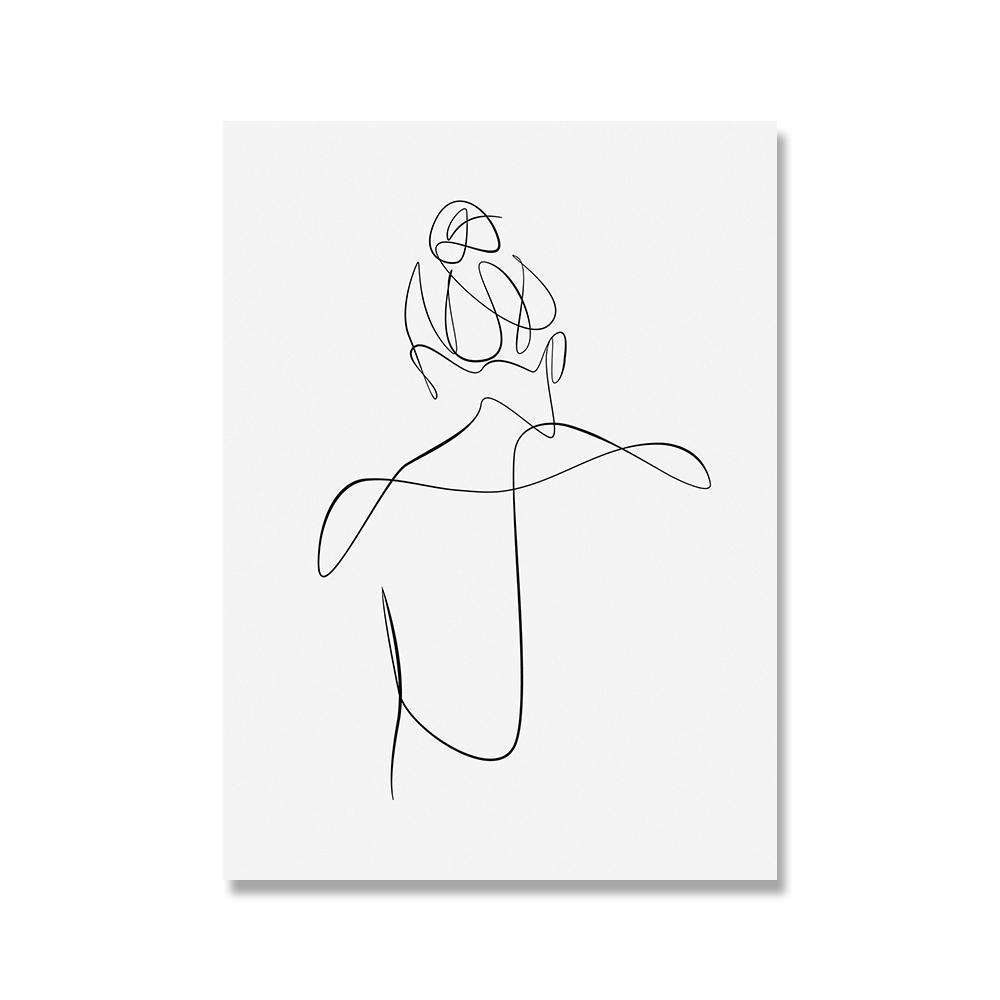 

Sexy Lady Body Line Art Painting, Nude Naked Woman Breast Canvas Poster, Abstract Line Wall Draw Print, Modern Pictures, Home De 21X30cm No Frame