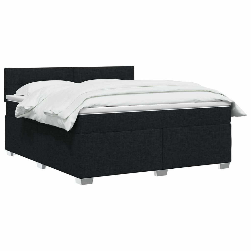 Box Spring Bed with Mattress Black 140 x 190 cm Fabric
