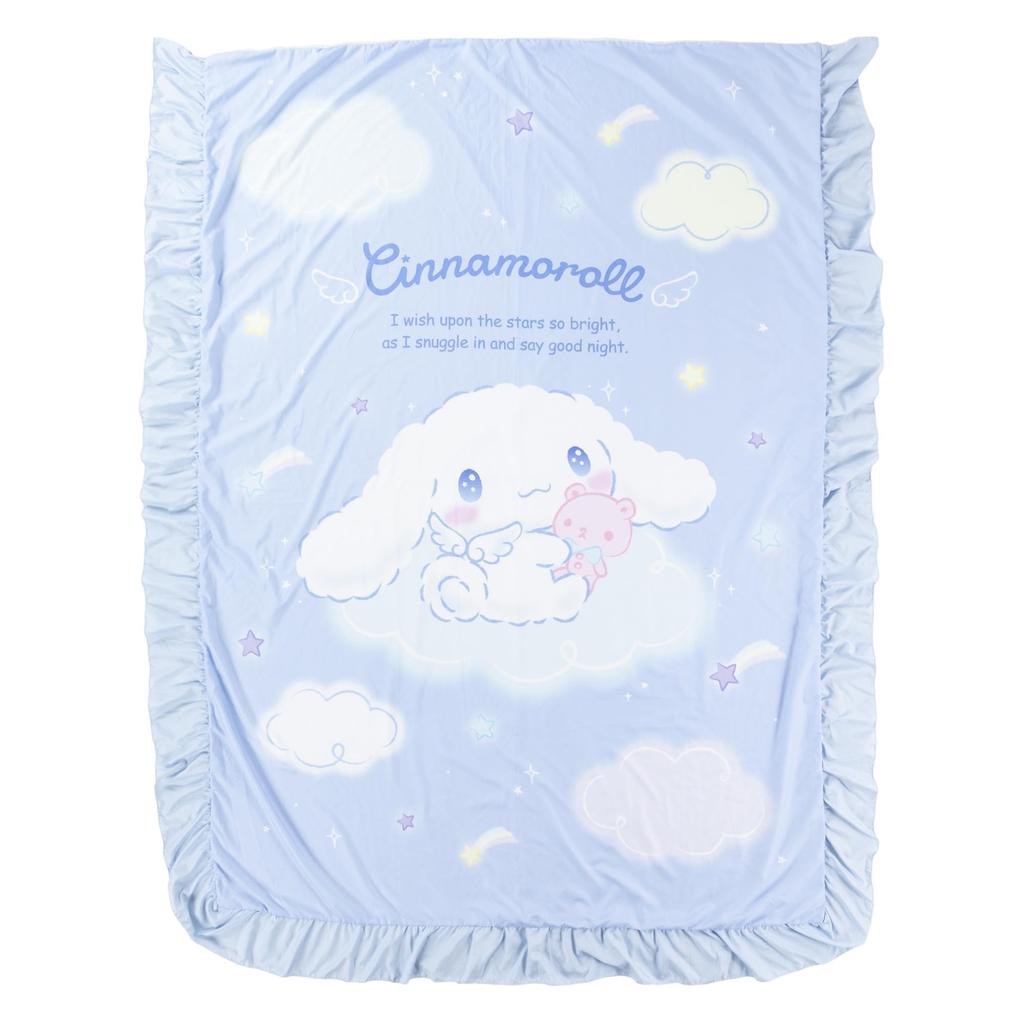 MORIPiLO (Morishita) Sanrio Bettbezug und Kissenbezug Set mit Rüschen, Einzelgröße (Cinnamoroll, Weicher Pfirsichhautstoff), Blau, 150x210cm, Niedliche Artikel
