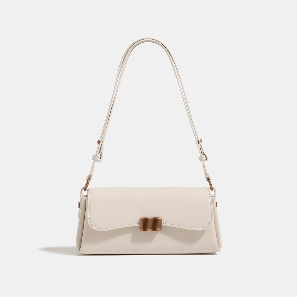 Fashi PU Leather Shoulder Underarm Bags for Women Solid Color Armpit Flip Handbag Female Small Square Bag Daily Shopper Bags