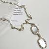 Casual Versatile Zircon Square Glasses Pendant Necklace Accessories Women's Sweater Chain Exaggerated Necklace Women's