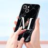 Letters Flower English Marble Phone Case For iPhone 17 16 15 Pro Max 11 12 13 14 7 8 Plus SE 2020 X XR XS Cover Soft Black
