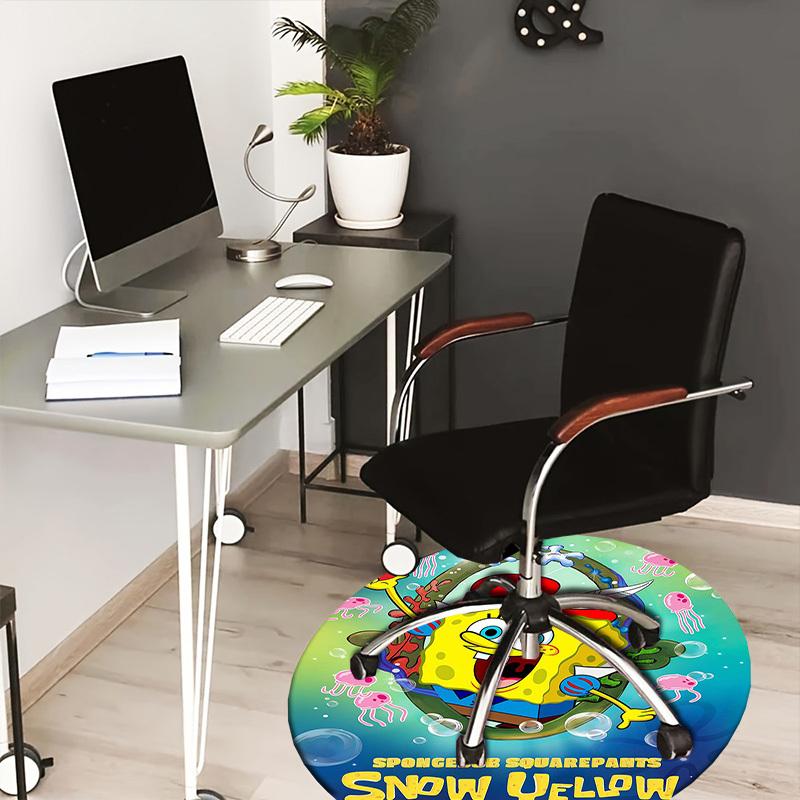 

1pc SpongeBob SquarePants Snow Yellow Round carpet, Made of Polyester,Perfect for Decorating Office Chairs, Living Rooms,fplt133 80cm by 80cm