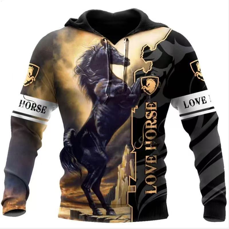 Winter New Sweater European and American Style Lion Animal 3D Three-dimensional Printing Pattern Large Size Loose Sweater