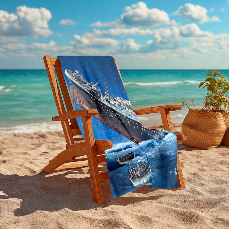 1pc Titanic1 Beach Towel, Comfortable and Thick, and Swimming/Bath/Picnic/Camping Towel, Suitable for Seaside Beaches
