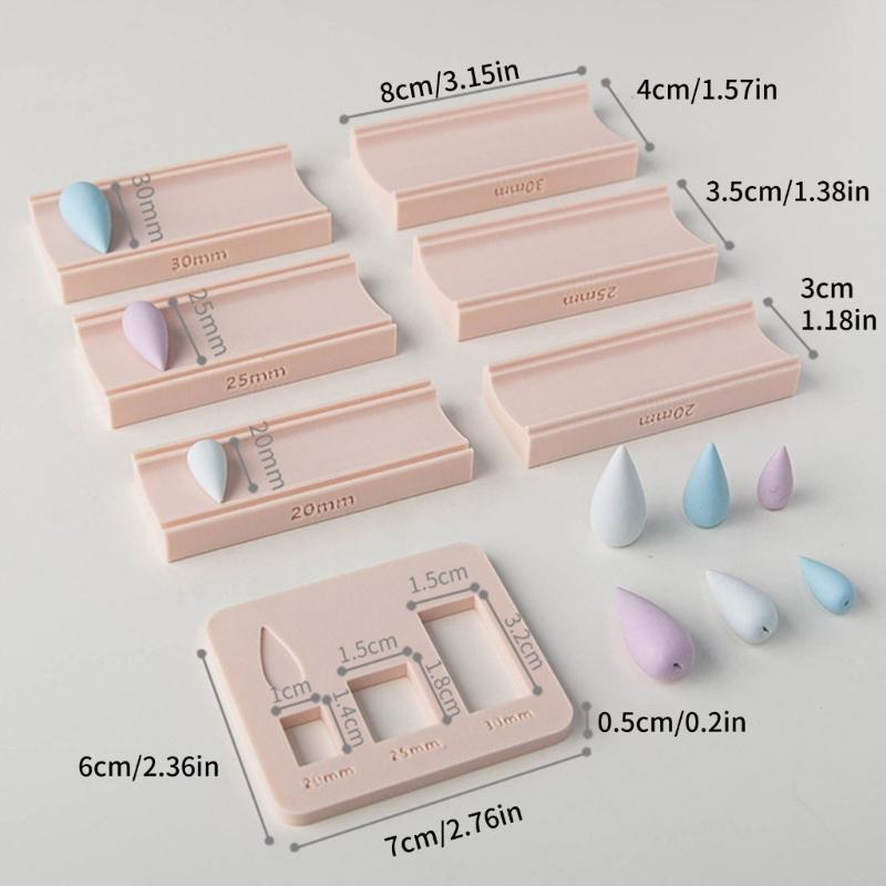 Stampo Rullo Argilla Forma Goccia d'Acqua 3 Misure Strumento per Creare Perline Essenziale per Artigianato di Gioielli Texture Plastica per Artigianato