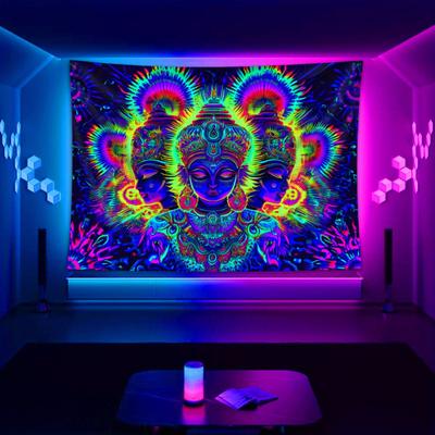 VIKAMA Trippy UV Reactive Tapestry Neon Psychedelic Monster Wall Hanging for Bedroom Dorm Esports Room Decor