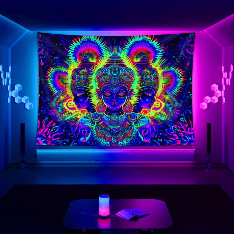 VIKAMA Trippy UV Reactive Tapestry Neon Psychedelic Monster Wall Hanging for Bedroom Dorm Esports Room Decor