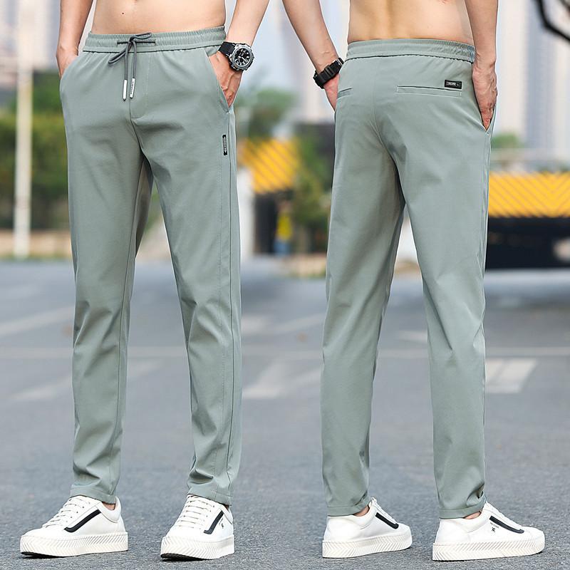 2024 Spring/Summer New Ice Silk Casual Pants Thin Loose Straight Pants Sports Pants Men