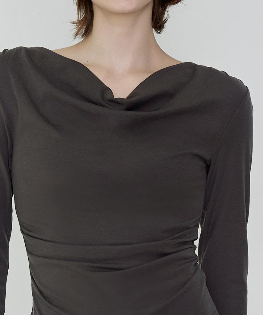 Debiweeo Drape Two-Way Long Sleeve Devi-T0143-Charcoal
