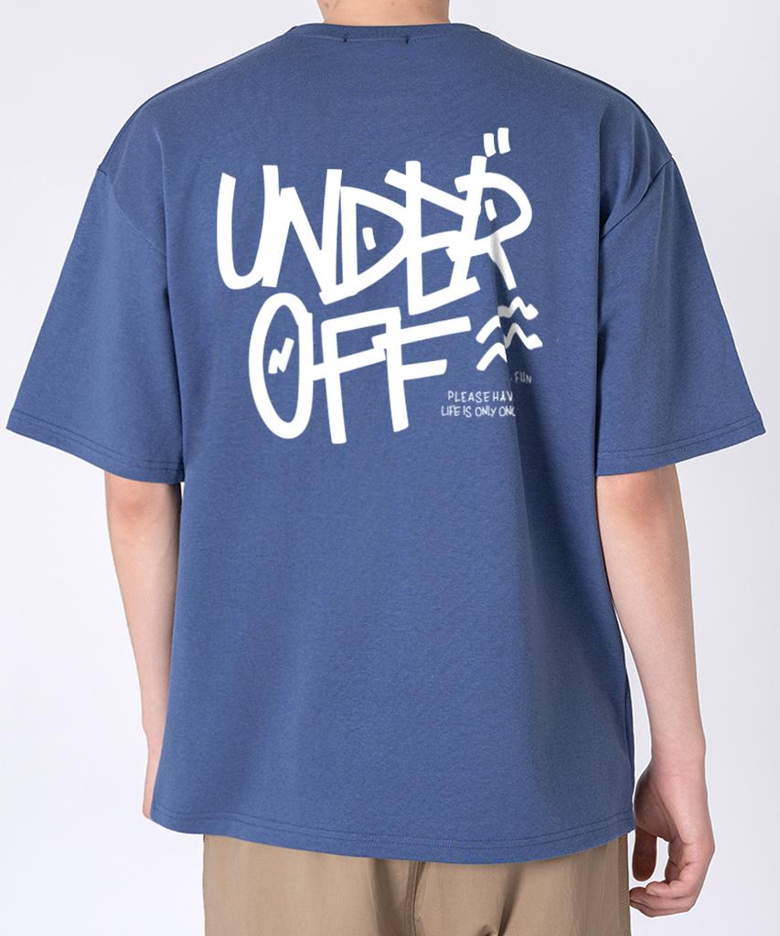 UNDEROFF Oversized Rundhals Graffiti Rückenlogo Kurzarm T-Shirt Weiß Grün