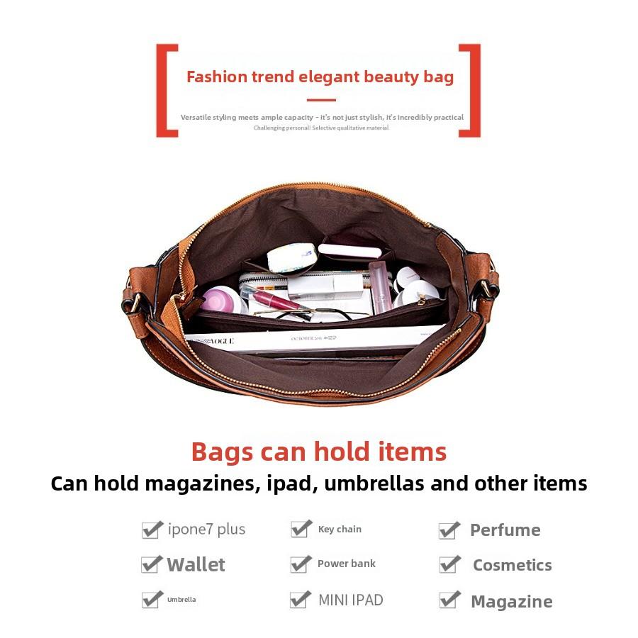 Neue Taschen Herbst Neue Damen Tasche Tragbare Schulter Umhängetasche PU Damen Tragetasche Große Kapazität Tasche
