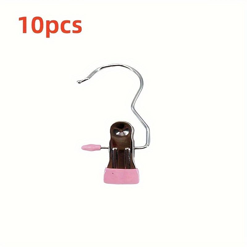 10 Pack Metal Clothes Clips with Rotating Hooks, Stainless Steel Laundry Clips, Space-saving Wardrobe Storage Rack for Hanging Jeans and Clothing