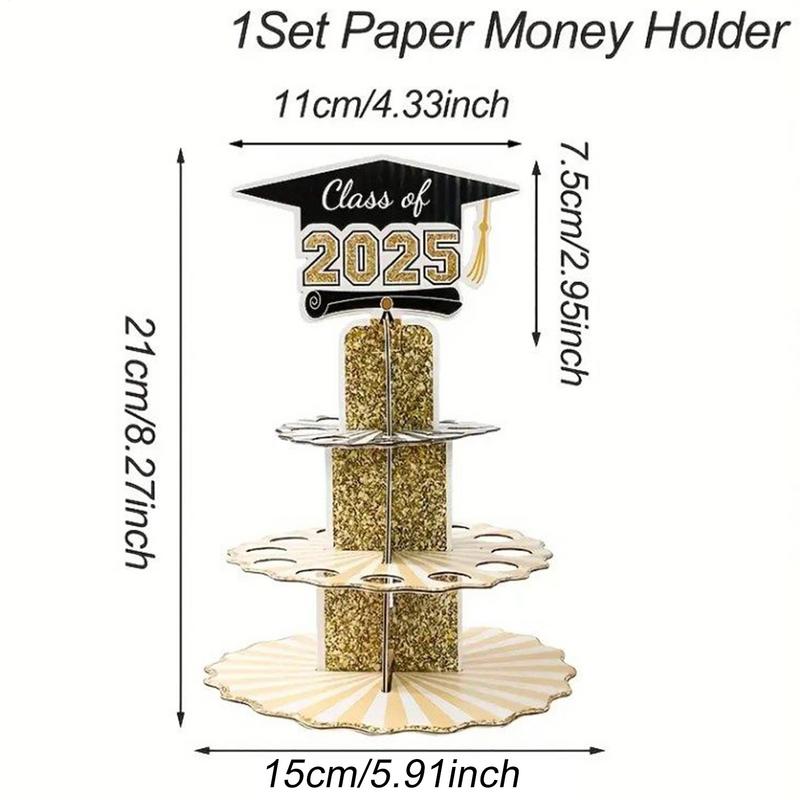 Money Holders For Graduation 3 Tier Graduation Cake Filled With Money 3 Tier Decorative Table Centerpieces Black And Gold Party