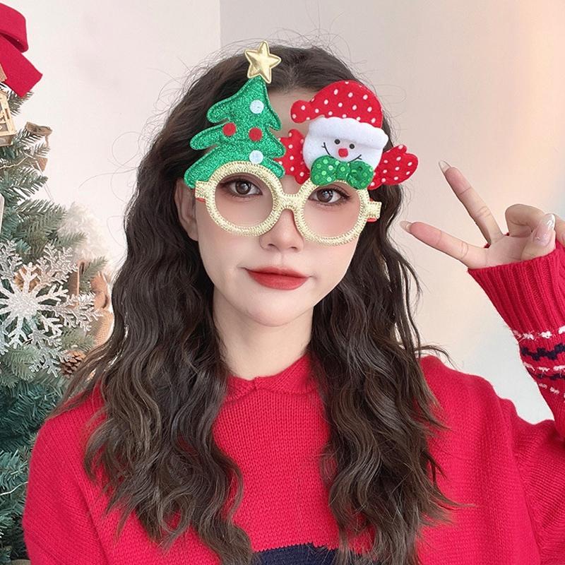 Christmas Glasses Decorative Glasses with Sticker Christmas Decoration Gift for Girls Women Xmax Party Costume Accessory Navidad