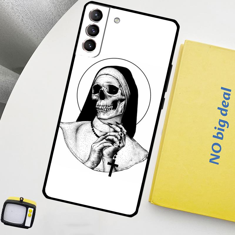 Demon Nun Devil Satan Cross Phone Case For Samsung Galaxy S25 S26 Ultra S21 S22 S23 S24 Ultra S10 S20 Plus S25 FE Cover