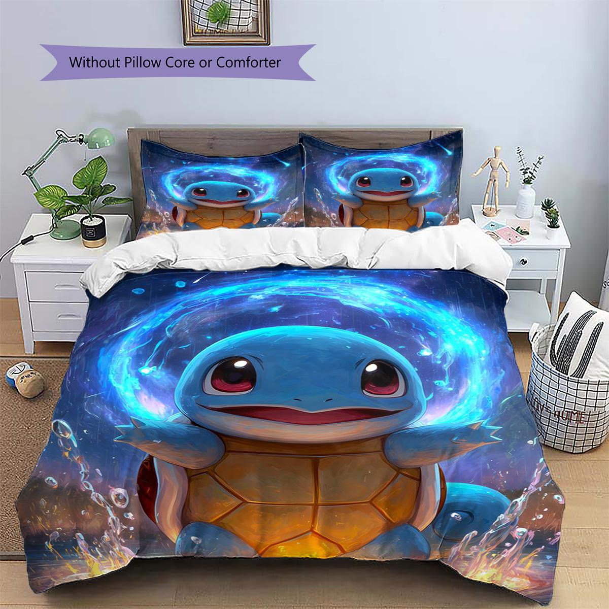

Squirtle Patterned Pillowcase & Duvet Cover Set Casual Bedding for Bedroom Perfect Daily Gift for Lovers.-TING 135x200cm