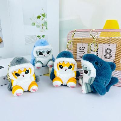 Chaveiro gatinho fofo pingente de pelúcia boneca gatinho sentado desajeitado boneca de pano enfeite de bolsa