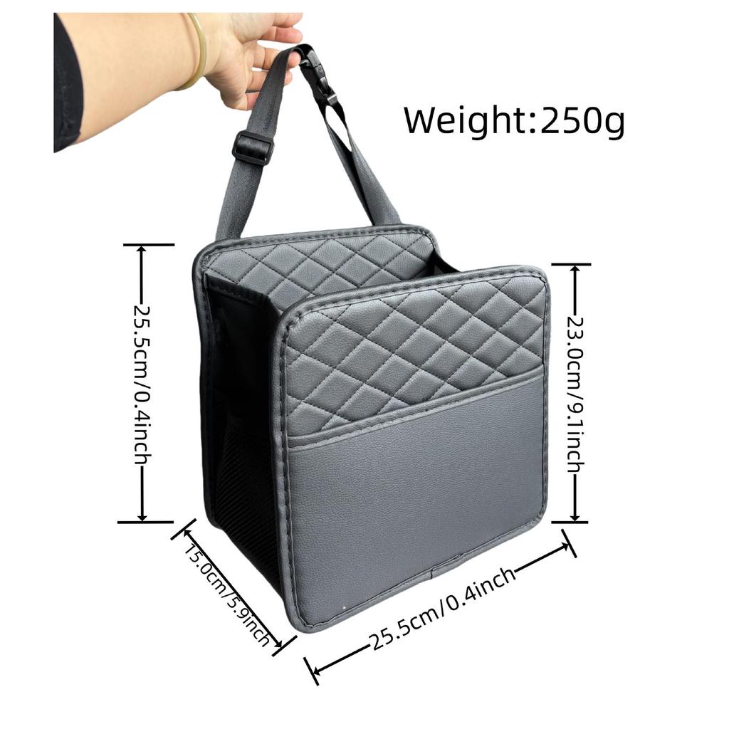 Suede Car Seat Back Organizer with Cup Holder & Multi-Grid Storage