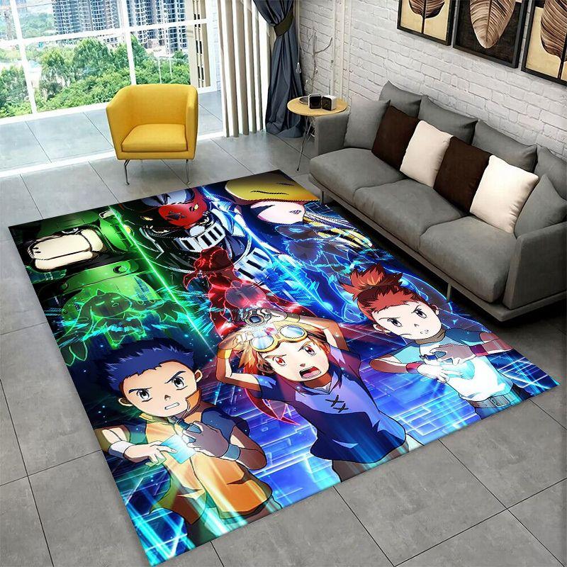 Digimon Adventure Angewomon Agumon Cartoon Carpet Rug for Bedroom Living Room Sofa Doormat Home Decor,Kid Area Rug Non-slip