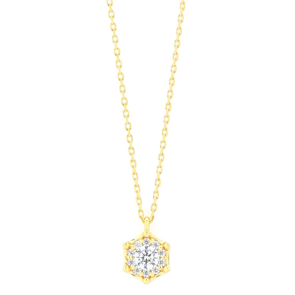 Estelle Official Women's Necklace, Silver, Yellow Gold Plated, Cubic Zirconia, 0772-4548-0019-0000