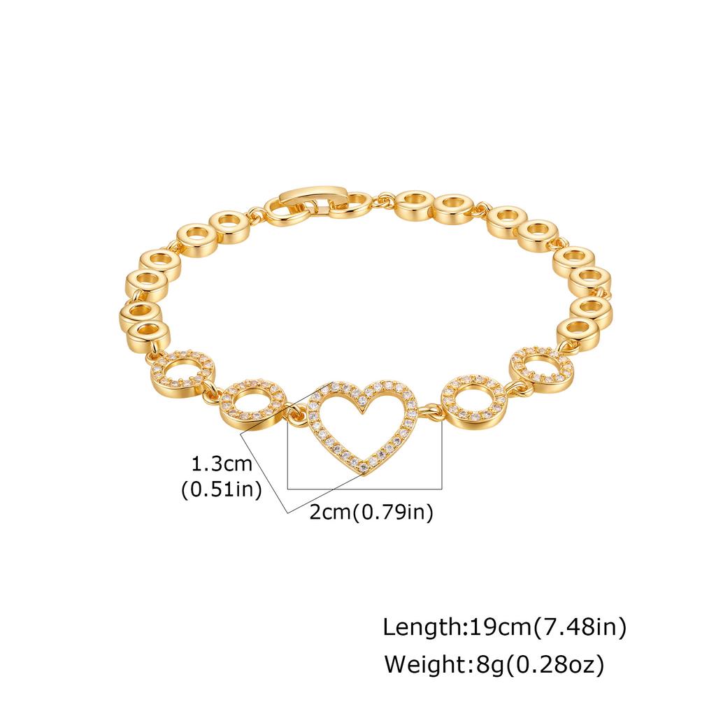 Luxury Shiny Zircon Charm Bracelet for Women, Gold Color Metal Geometric Chain Wristband Bangle, Fashion Exquisite Jewelry Gift