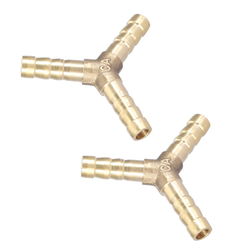 4pcs Union Adapter 3-Way Barbed Fitting Brass Material Y Shaped Fitting Fluid Transfer