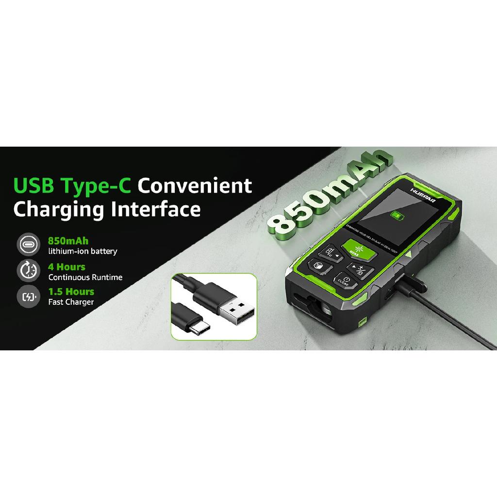Huepar Dual Laser Rangefinder 120M/200M Green Beam Digital Laser Meter Multiple Unit Measurement Tool With Backlit LCD display